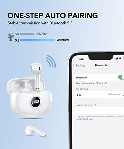 IKG Bluetooth 5.3 Wireless Earbuds with Deep Bass