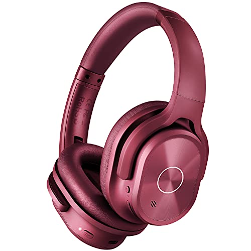 ZIHNIC Noise Cancelling Headphones, Wireless Bluetooth Earphones (Red)