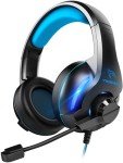 YINSAN Gaming Headset with LED Light, Blue/Black