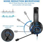 YINSAN Gaming Headset with LED Light, Blue/Black