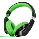 RockPapa Lightweight Kid's Over-Ear Headphones - Black/Green