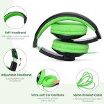 RockPapa Lightweight Kid's Over-Ear Headphones - Black/Green