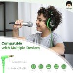 RockPapa Lightweight Kid's Over-Ear Headphones - Black/Green