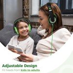 RockPapa Lightweight Kid's Over-Ear Headphones - Black/Green