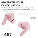 TOZO NC3 Noise Cancelling Bluetooth Earbuds (Pink)