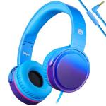 Rockpapa Foldable Kids Headphones with Mic - Blue