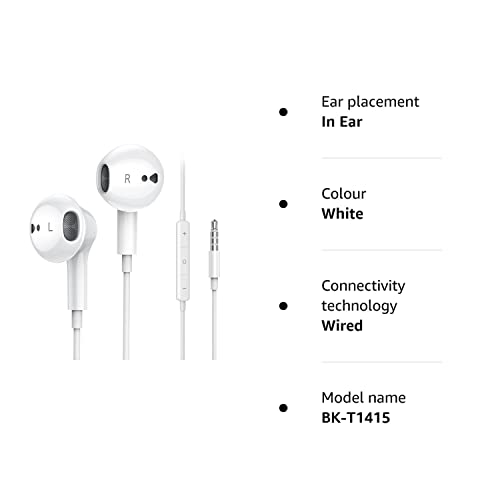Kimwood Wired Earbuds with Microphone, Wired Earphones in Ear Headphones  HiFi Stereo, Powerful Bass and Crystal Clear Audio, Compatible with iPhone