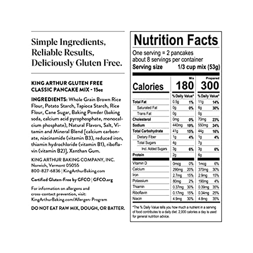King Arthur Gluten Free Pancake Mix, 15 oz
