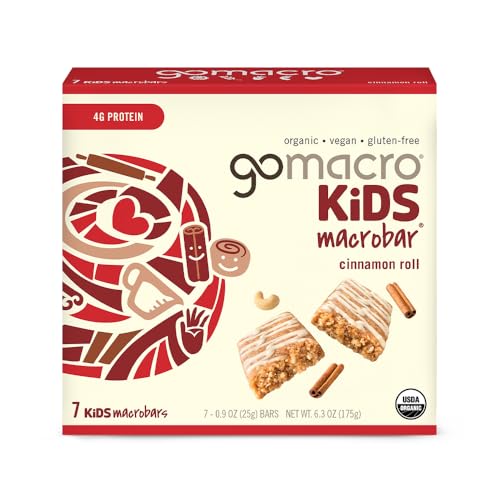 GoMacro Kids Cinnamon Roll Vegan Snack Bars - 7-Pack