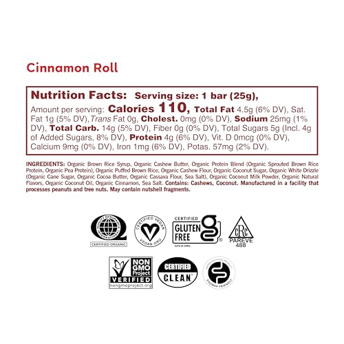 GoMacro Kids Cinnamon Roll Vegan Snack Bars - 7-Pack