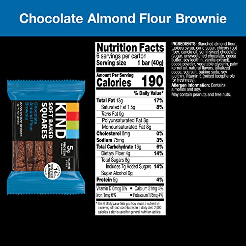KIND Chocolate Almond Brownie Soft Baked Squares - 6-pack