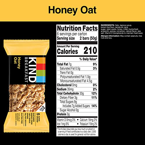 KIND Gluten Free Honey Oat Breakfast Bars, 6 Pack