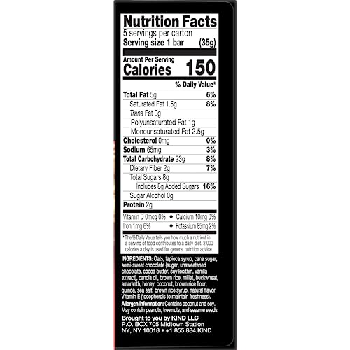 KIND Dark Chocolate Chunk Healthy Grains Bars, Gluten-Free