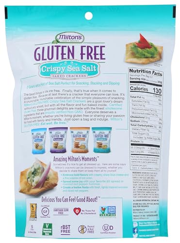 Milton's Gluten Free Sea Salt Crackers - Non-GMO, Kosher, Certified Gluten Free - 4.5 Oz