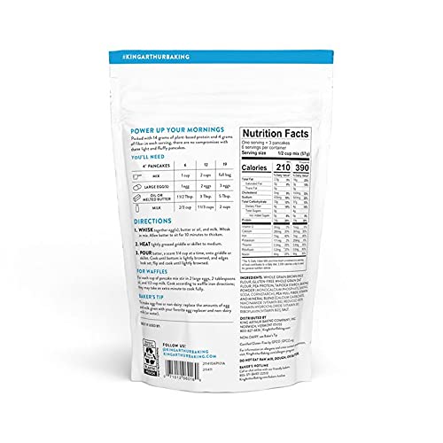King Arthur Gluten Free Protein Pancake Mix, 12 Oz
