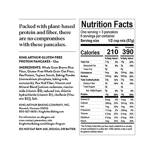King Arthur Gluten Free Protein Pancake Mix, 12 Oz