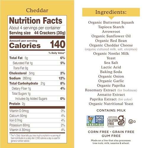 Simple Mills Cheddar Veggie Baked Snack Crackers Gluten-Free