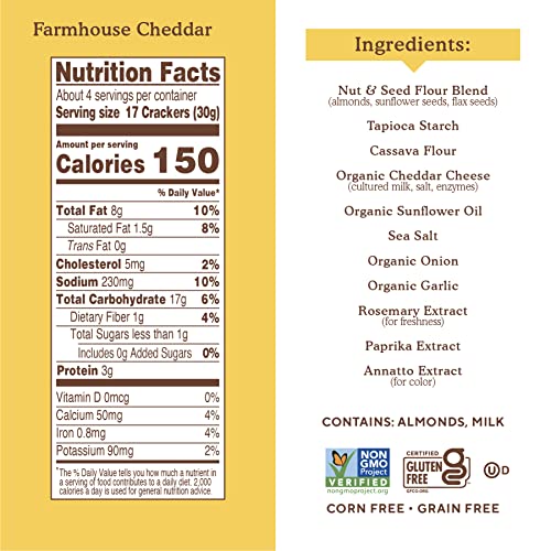 Simple Mills Farmhouse Cheddar Almond Flour Crackers - Gluten Free