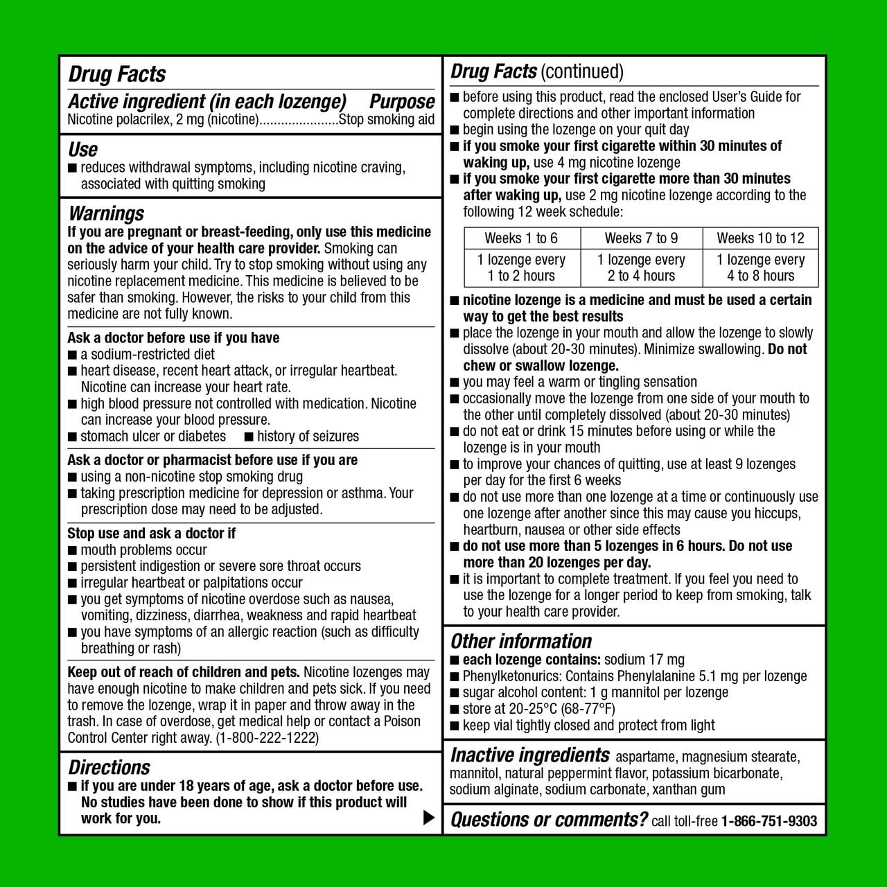 Equate Nicotine Lozenge 2 mg, Mint Flavor - 108 count