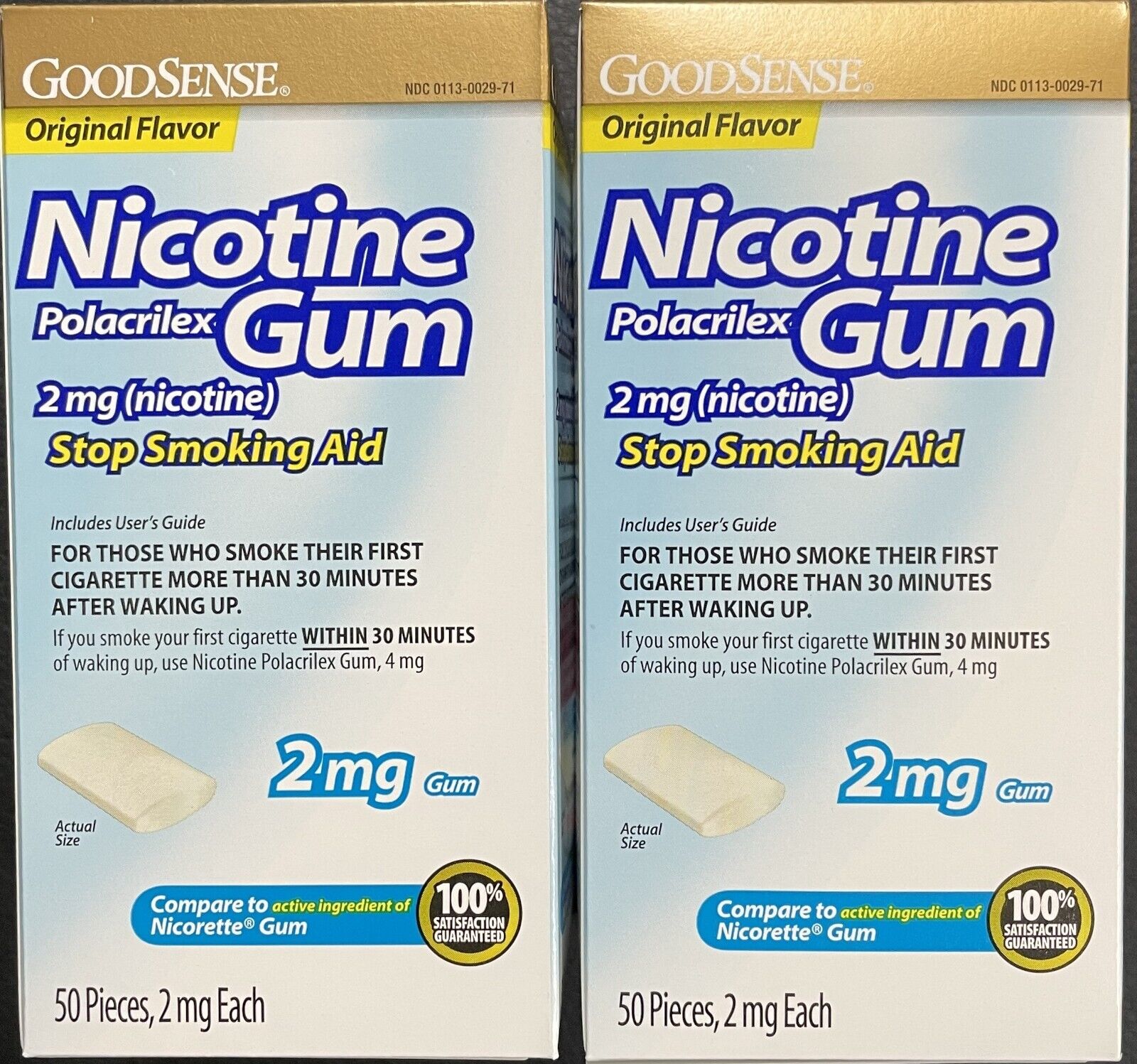 GoodSense Nicotine Gum 2mg, Original Non-Coated, 100 Ct
