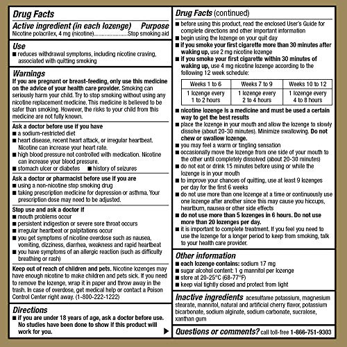 GoodSense 4mg Nicotine Lozenge for Quitting Smoking, 108ct