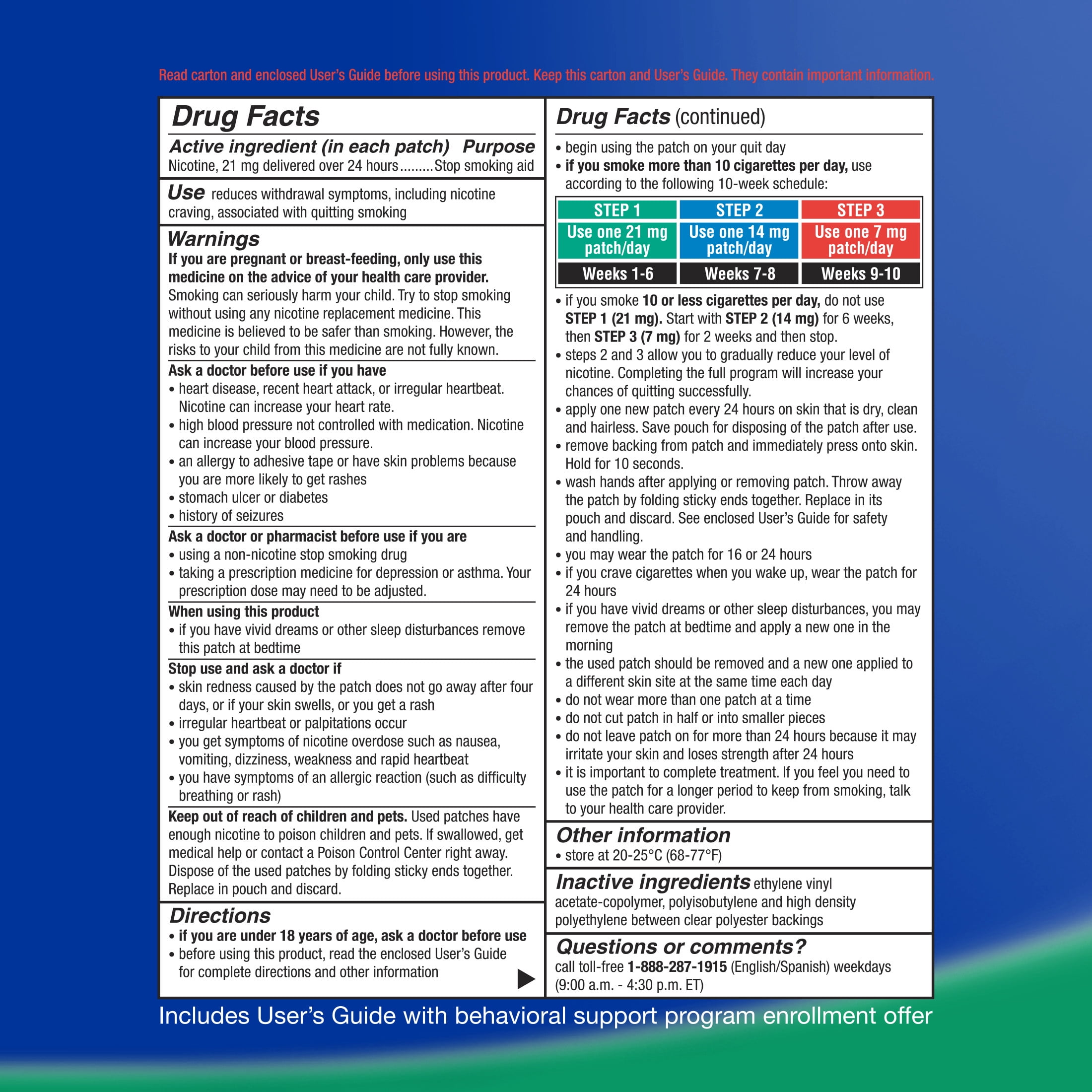Equate Step 1 Nicotine Patch, 21mg, 14 Count