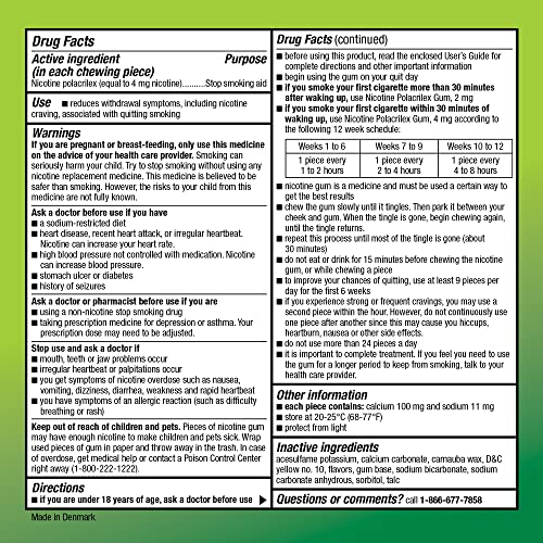 Basic Care Nicotine Gum 4mg, Mint Flavor, 220ct