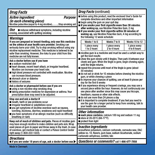 Basic Care Nicotine Gum 4 mg, Original Flavor, 220 Count