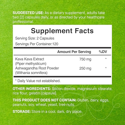 Kava Kava & Ashwagandha Supplement - 240 Capsules