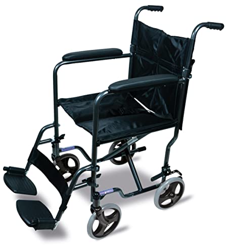 aidapt folding lightweight attendant propelled steel wheelchair with brakes lap strap removable foot rests ideal for every day use indoors and outside 1592 Tea Circle