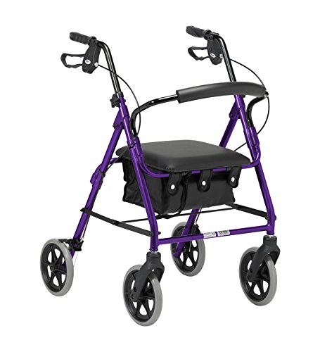 Purple Foldable Rollator for Limited Mobility
