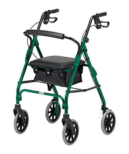 Folding Four Wheel Rollator with Padded Seat