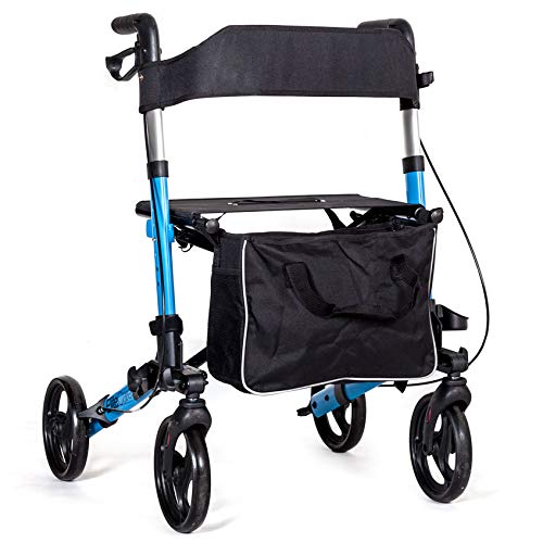 Elite Compact Rolling Walker with Seat - Blue