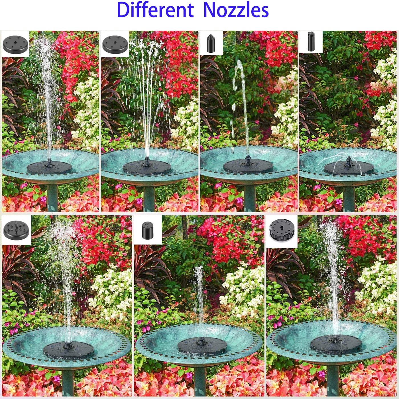 Floating Solar Water Fountain Pump for Bird Bath, Garden