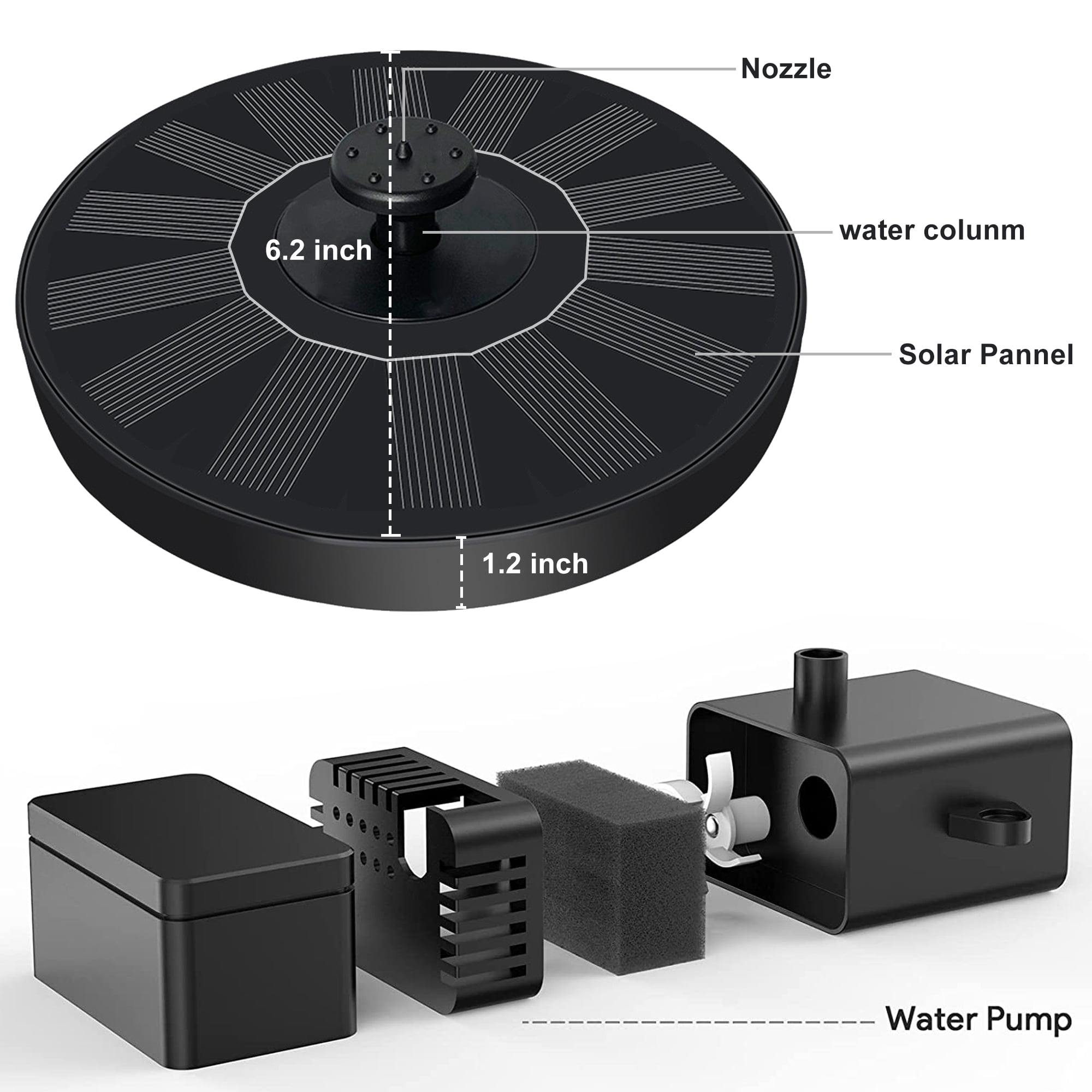 Solar Fountain Pump for Bird Bath and Garden