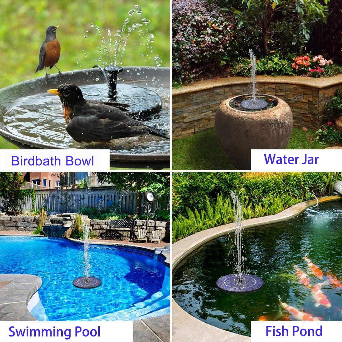 Floating Solar Water Fountain Pump for Bird Bath, Garden