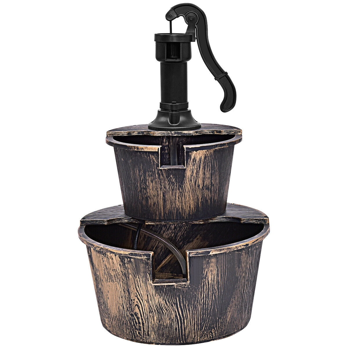 Gymax 2 Tier Barrel Waterfall Garden Fountain