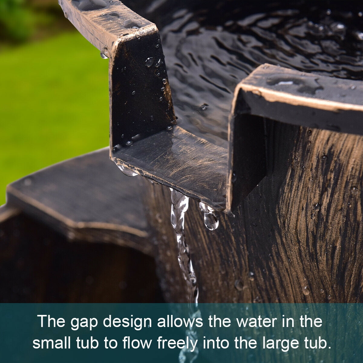 Gymax 2 Tier Barrel Waterfall Garden Fountain