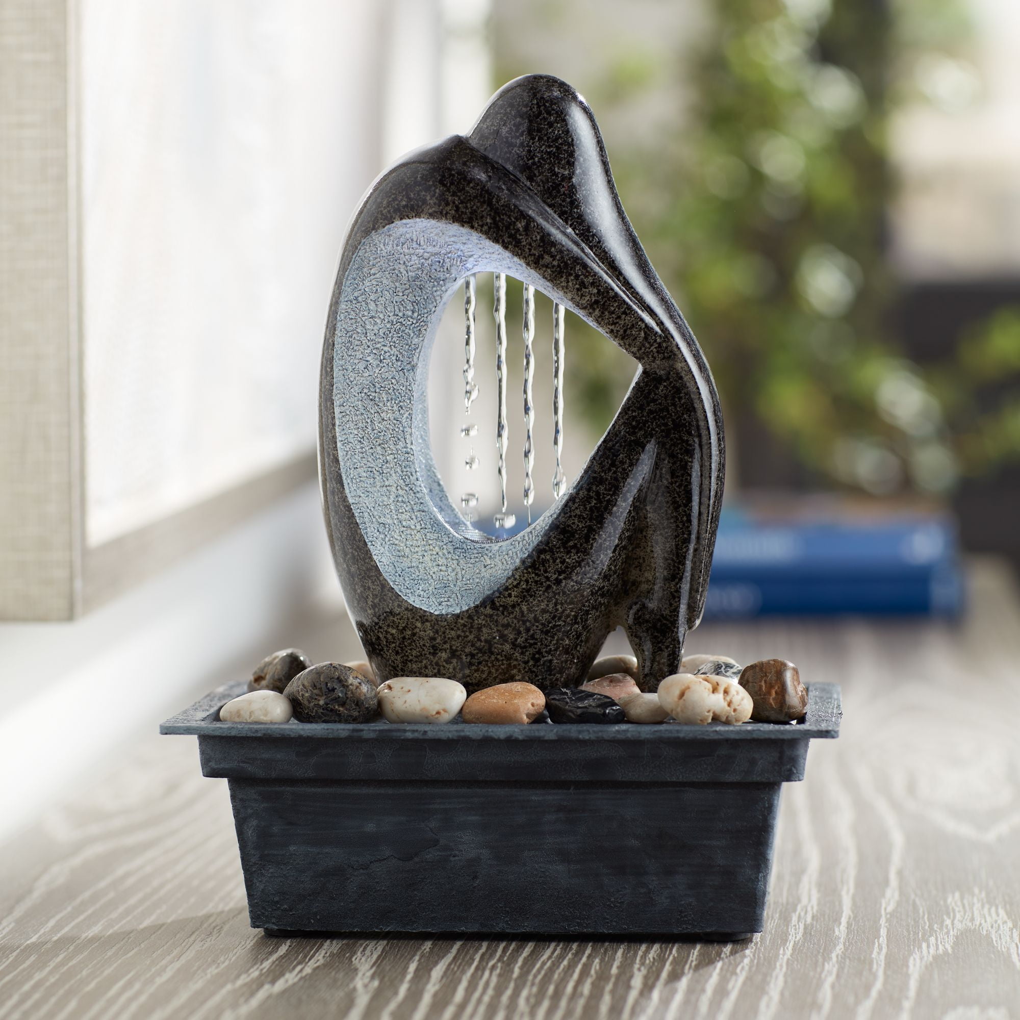Modern LED Light Tabletop Water Fountain 10" Silhouette