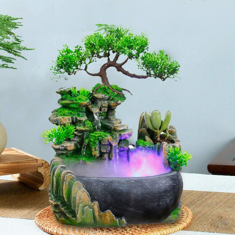 Tabletop Rockery Water Fountain with Light Atomizing Gift