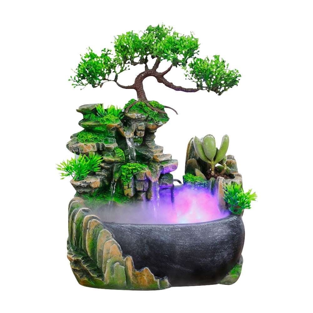 Tabletop Rockery Water Fountain with Light Atomizing Gift