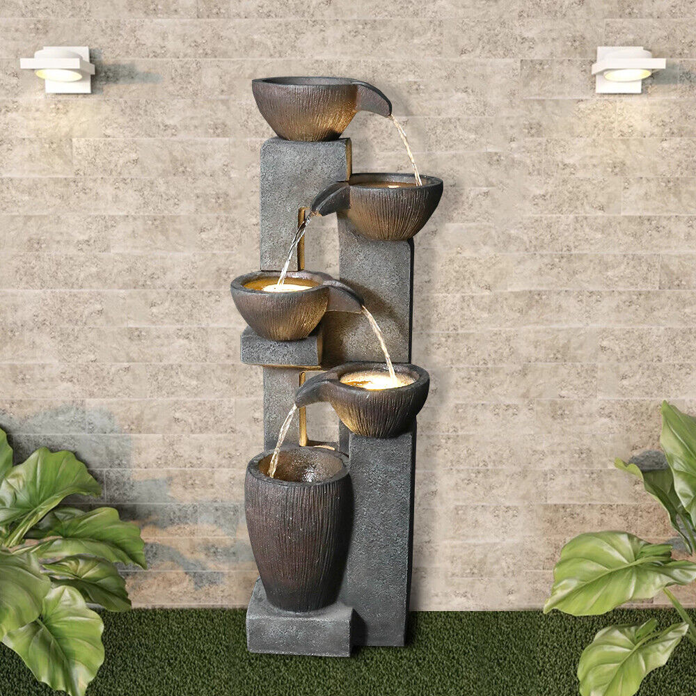 5-tier Outdoor Water Fountain with LED Lights