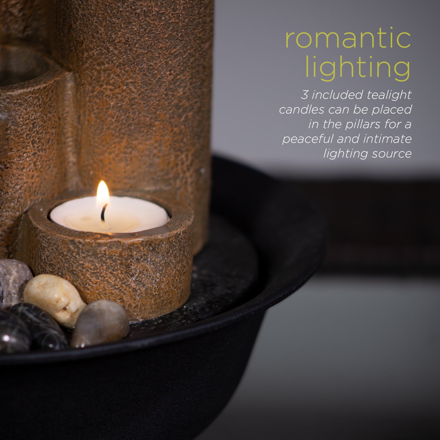 Alpine 11" 3-Tier Polyresin Electric Tabletop Fountain