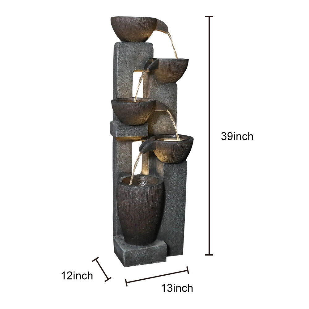 5-tier Outdoor Water Fountain with LED Lights