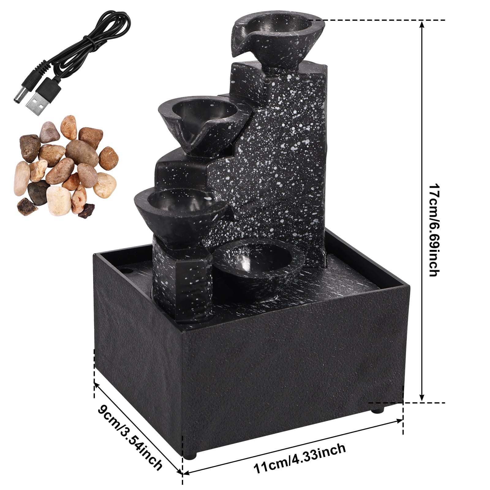 Tabletop Water Fountain with 4 Levels and Calming Sounds
