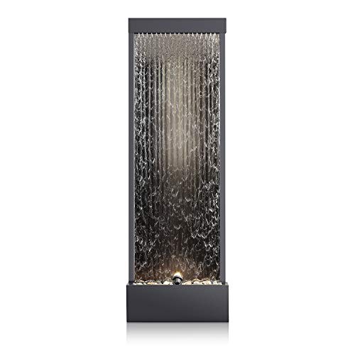 Alpine Mirror Waterfall with Decorative Stones and Light