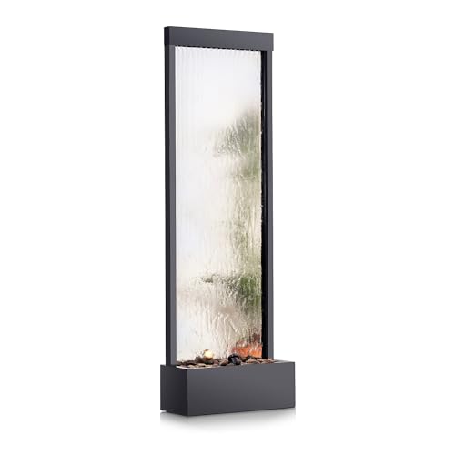 Alpine Mirror Waterfall with Decorative Stones and Light