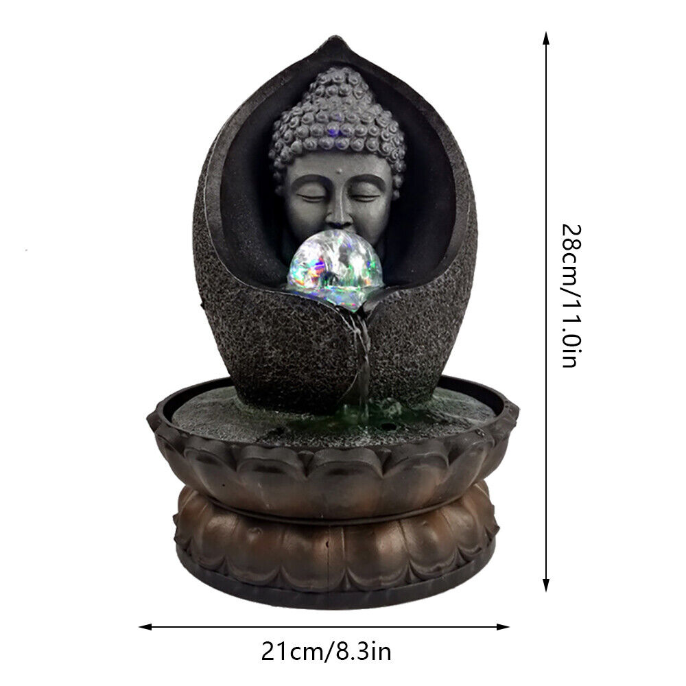 LED Light Ball Tabletop Water Fountain Meditation Waterfall
