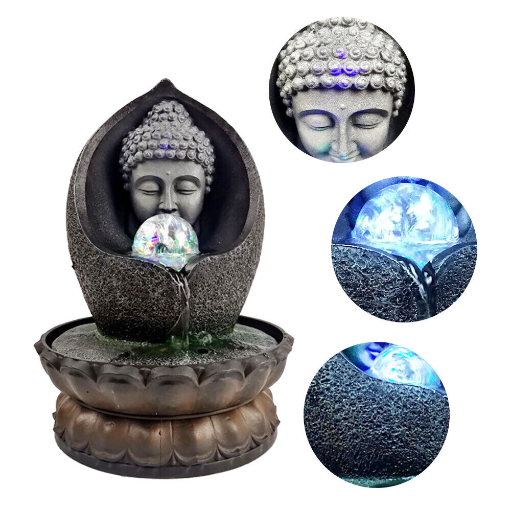 LED Light Ball Tabletop Water Fountain Meditation Waterfall