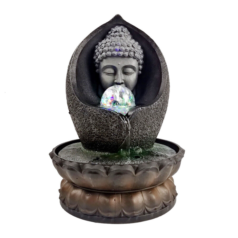 LED Light Ball Tabletop Water Fountain Meditation Waterfall